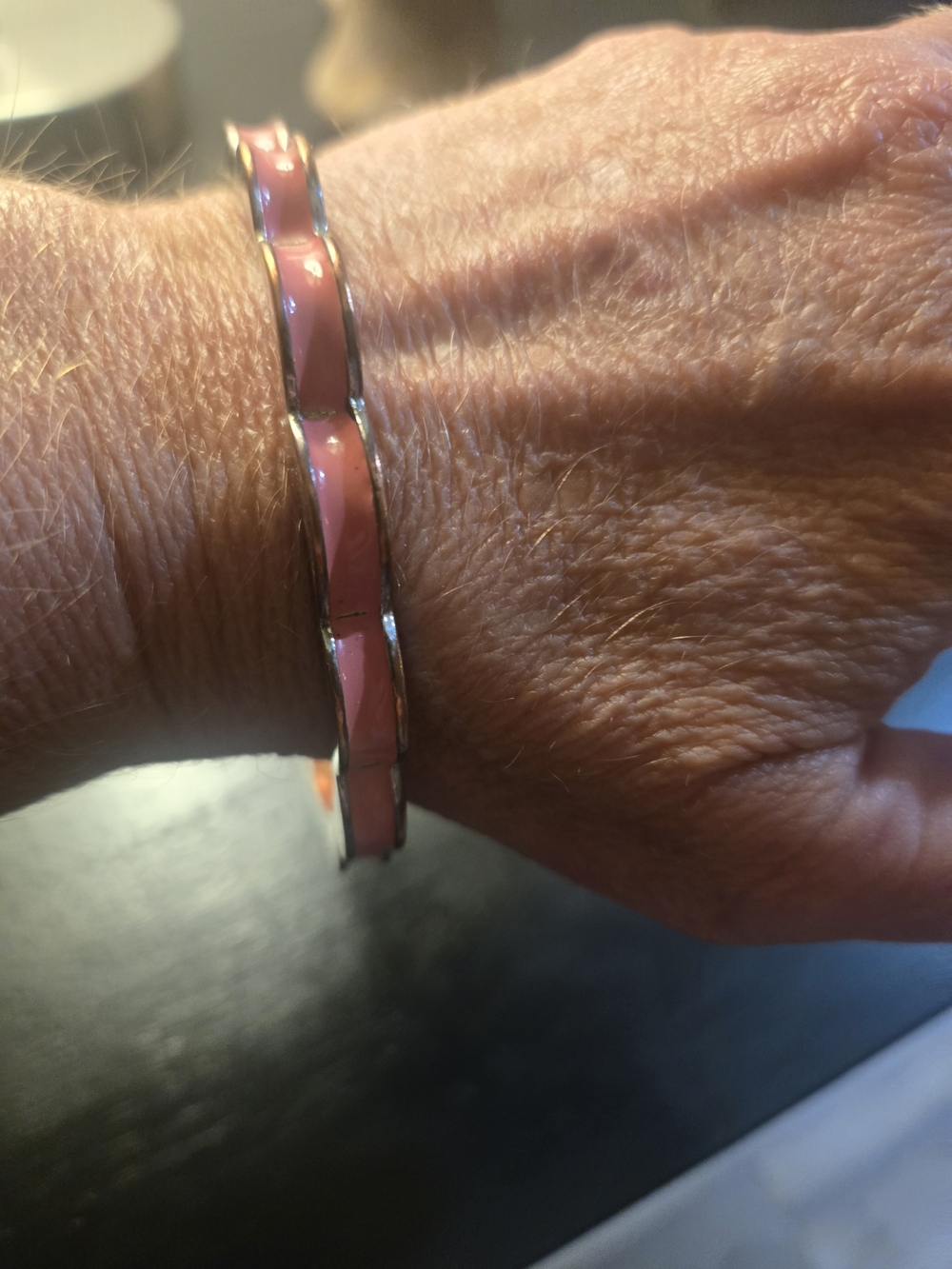 Pink Enamel Slim Bangle Bracelet - Unbranded